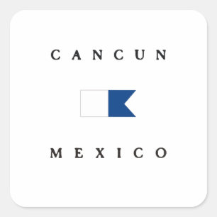 Cancun Mexico Alpha Duikvlag Vierkante Sticker