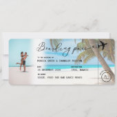 CANCUN Mexico Beach Boarding Pass QR Photo Weduwen Kaart (Voorkant)
