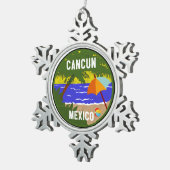 CANCUN MEXICO BEACH OCEAN  VACATION CARIBBE TIN SNEEUWVLOK ORNAMENT (Rechts)