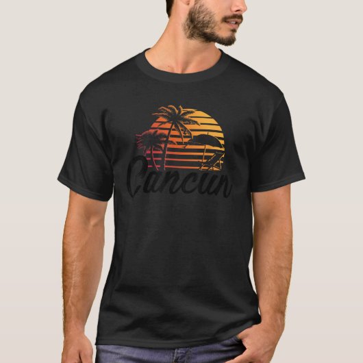 Cancun Mexico Beach Palm Tree Party Bestemming GI T-shirt (Voorkant)