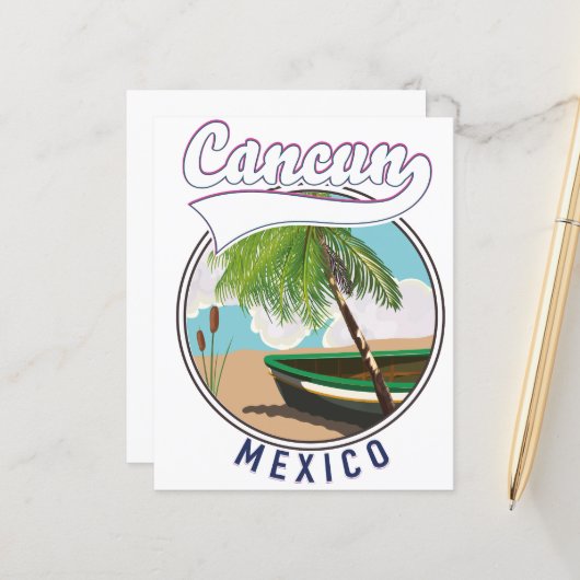 Cancun Mexico Beach-reisreis logo (Voorkant / Achterkant in situ)