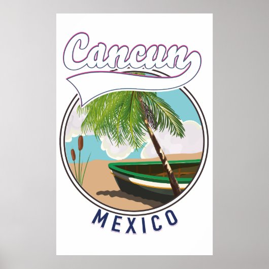 Cancun Mexico Beach-reisreis logo Poster (Voorkant)