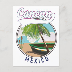 Cancun Mexico Beach-reisreis logo Uitnodiging Briefkaart