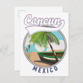 Cancun Mexico Beach-reisreis logo Uitnodiging Briefkaart (Voorkant / Achterkant)