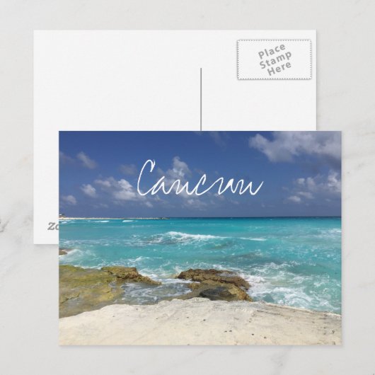 Cancun Mexico Beach Rocky Ocean Waves Briefkaart (Voorkant / Achterkant)