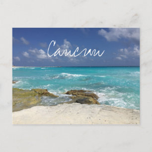 Cancun Mexico Beach Rocky Ocean Waves Briefkaart