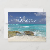 Cancun Mexico Beach Rocky Ocean Waves Kaart (Voorkant)