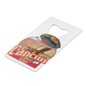 Cancun Mexico Beach Scene Design Creditkaart Flessenopener (Voorkant Gekanteld)