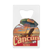 Cancun Mexico Beach Scene Design Creditkaart Flessenopener (Achterkant)