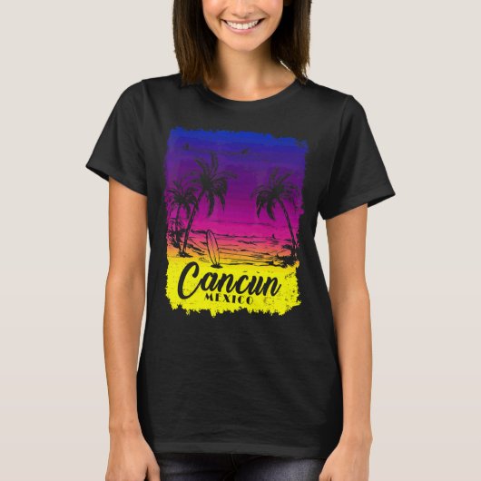 Cancun Mexico Beach Spring Break Vakantie Surfen T-shirt (Voorkant)