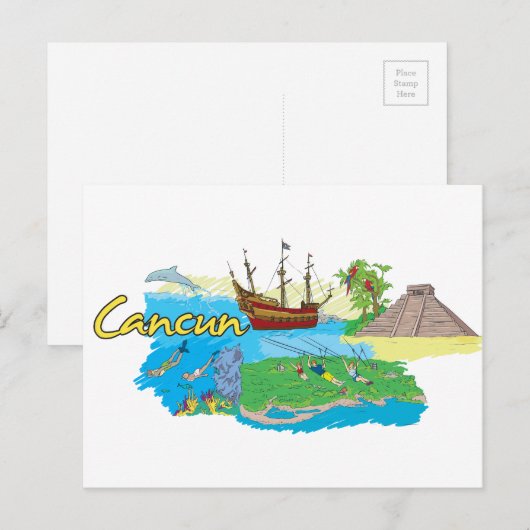 Cancun, Mexico beroemde stad Briefkaart (Voorkant / Achterkant)