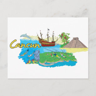 Cancun, Mexico beroemde stad Briefkaart