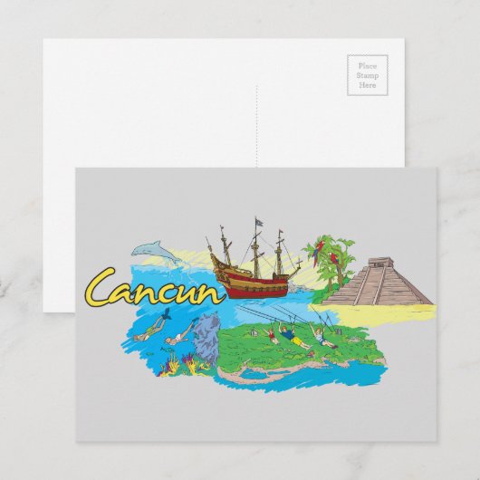 Cancun, Mexico beroemde stad Briefkaart (Voorkant / Achterkant)