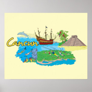 Cancun, Mexico beroemde stad Poster