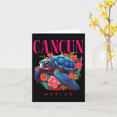 Cancun Mexico Bloemrijke Strand Schildpad Souvenir Kaart (Gele Bloem)