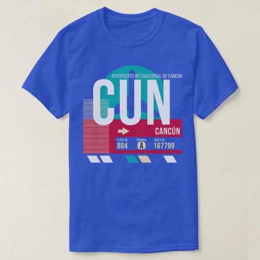 Cancun Mexico CUN Airport Code Bagage Label T-shirt (Design voorkant)