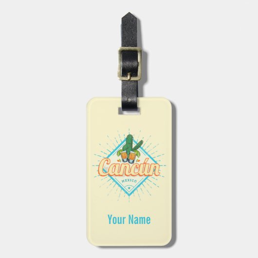 Cancun Mexico Dancing Cactus  Tequila Bagagelabel (Voorkant verticaal)