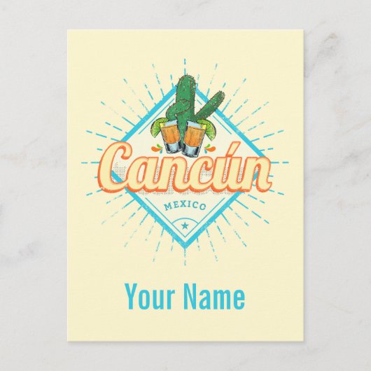 Cancun Mexico Dancing Cactus  Tequila Feestdagenkaart (Voorkant)
