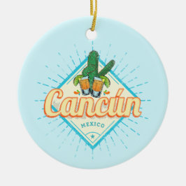 Cancun Mexico Dancing Cactus  Tequila Keramisch Ornament