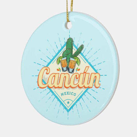 Cancun Mexico Dancing Cactus Tequila Keramisch Ornament (Links)