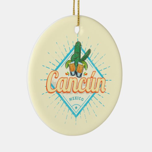 Cancun Mexico Dancing Cactus  Tequila Keramisch Ornament (Rechts)