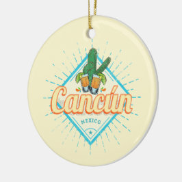 Cancun Mexico Dancing Cactus  Tequila Keramisch Ornament