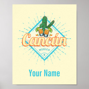 Cancun Mexico Dancing Cactus  Tequila Poster