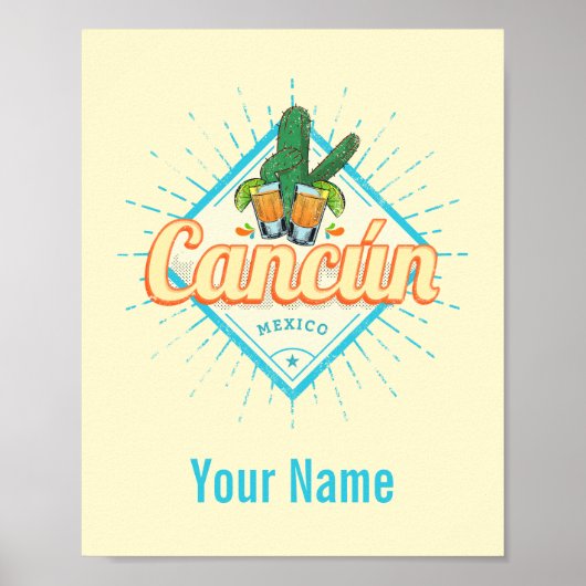 Cancun Mexico Dancing Cactus  Tequila Poster (Voorkant)