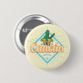 Cancun Mexico Dancing Cactus  Tequila Ronde Button 5,7 Cm