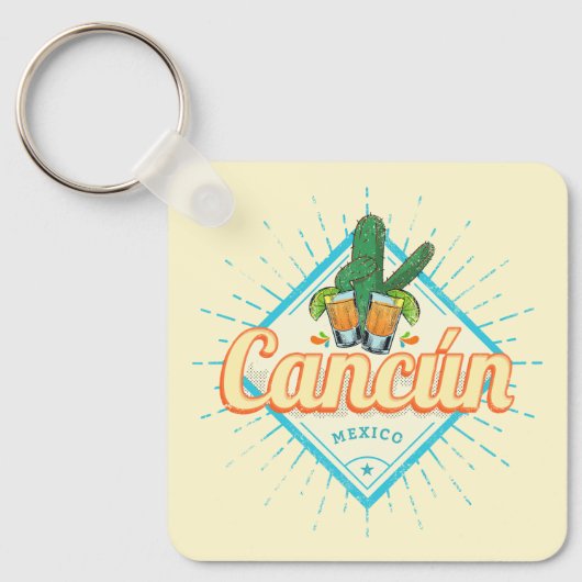 Cancun Mexico Dancing Cactus  Tequila Sleutelhanger (Voorkant)