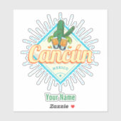 Cancun Mexico Dancing Cactus  Tequila Sticker (Vel)