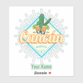 Cancun Mexico Dancing Cactus  Tequila Sticker
