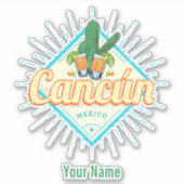 Cancun Mexico Dancing Cactus  Tequila Sticker (Voorkant)