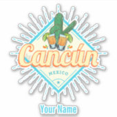 Cancun Mexico Dancing Cactus  Tequila Sticker (Voorkant)