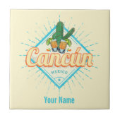 Cancun Mexico Dancing Cactus Tequila Tegeltje (Voorkant)