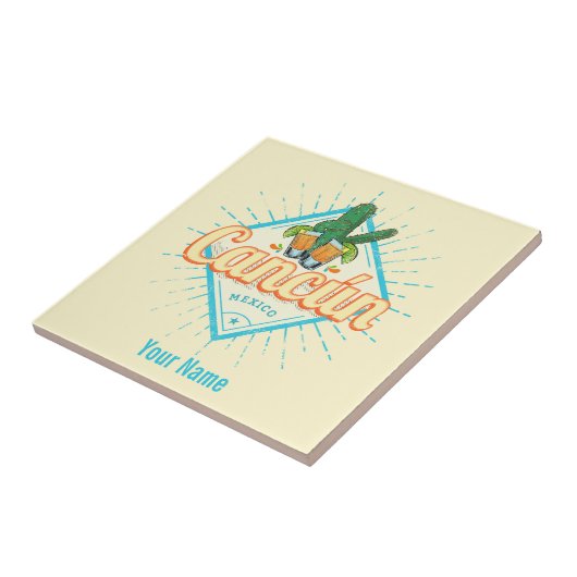 Cancun Mexico Dancing Cactus Tequila Tegeltje (Zijkant)