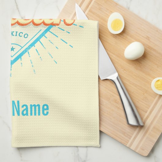 Cancun Mexico Dancing Cactus  Tequila Theedoek (Quarter Fold)