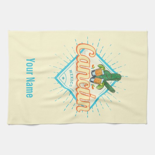 Cancun Mexico Dancing Cactus Tequila Theedoek (Horizontaal)