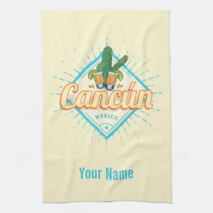 Cancun Mexico Dansende Cactus Vintage Tequila Theedoek