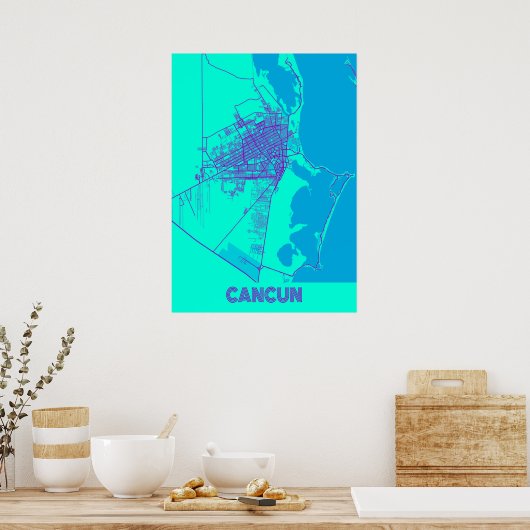 Cancun - Mexico Galaxy City Map Poster (Keuken)