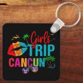 Cancun Mexico Girls trip Colorful Vacations Sleutelhanger (Achterkant)