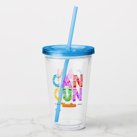 Cancun Mexico Group Vacation Adventure Acryl Drinkbeker (Achterkant)
