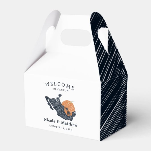 Cancun Mexico kaart Marine minimalistische bruilof Bedankdoosjes (Voorkant Zijde)