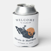 Cancun Mexico kaart Marine minimalistische bruilof Blikjeskoeler (Blikje Voorkant)