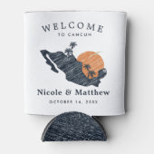 Cancun Mexico kaart Marine minimalistische bruilof Blikjeskoeler (Voorkant)