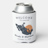 Cancun Mexico kaart Marine minimalistische bruilof Blikjeskoeler (Blikje Achterkant)