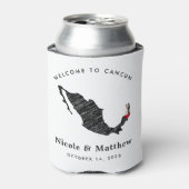 Cancun Mexico kaart Minimalistische bruiloft welko Blikjeskoeler (Blikje Voorkant)