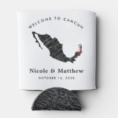 Cancun Mexico kaart Minimalistische bruiloft welko Blikjeskoeler (Achterkant)