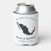 Cancun Mexico kaart Minimalistische bruiloft welko Blikjeskoeler (Blikje Achterkant)