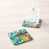 Cancun, Mexico met een Pop Art Vibe Bier Onderzetter (Rechterzijde)